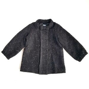 Gap Baby Tweed Jacket Coat Girls 4 Years Snap Button Front Black Gold Fiber